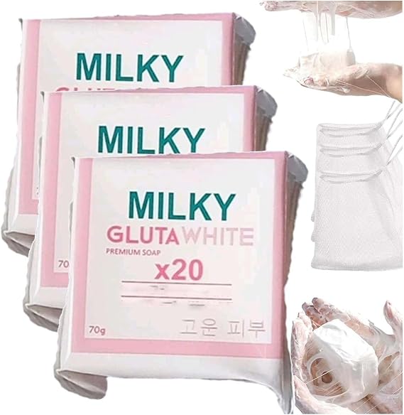 Milky Gluta White Soap 20x, Milky Gluta White S-oap,Glutamilk Whitening Soaps,MilkyGluta Whites Bar Soap,Glutamilk Premium Soaps,Milkygluta Soap Bar Premium,Deep Cleanse (3)