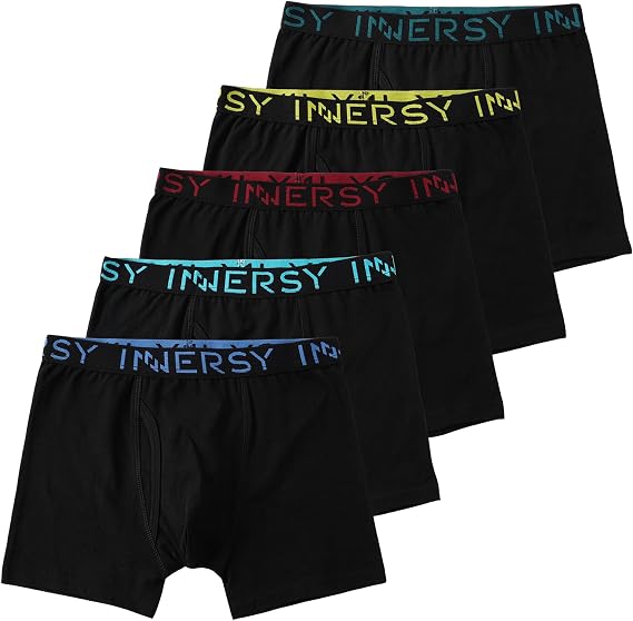 INNERSY Boys' Underwear Cotton Soft Boxer Briefs 5-Pack