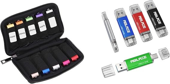 ABLAZE 5 Pack 32GB USB 3.0 Flash Drive + USB Storage Case