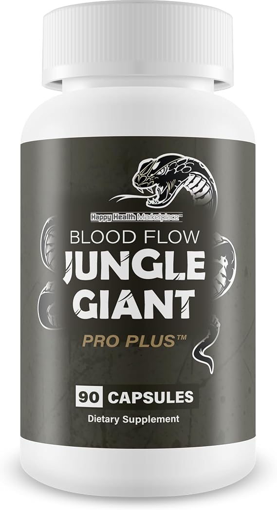 Blood Flow Jungle Giant Pro Plus - Improved Formula - Our Best Blood Flow Vasodilator Supplements for Men - Healthy Pressure Supplement - Natural Circulation Supplements - Male Circulation Supplements