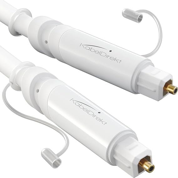 KabelDirekt – TOSLINK Cable – 7.50m, white – Soundbar