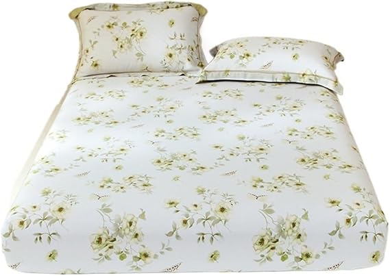 Bedsheet Skin-Friendly Bed Cover Elastic Fitted Sheets Printed Linen(Color01,180x200cm 3pcs Set)