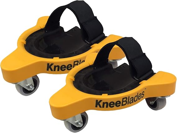 Milescraft 1603 Knee Blades-Durable Heavy-Duty Knee Pads with 3 Casters & Comfortable Gel Cushions for Unisex Adult, Full 360 Turn Capability Without Lifting from the Floor, Yellow, One Size