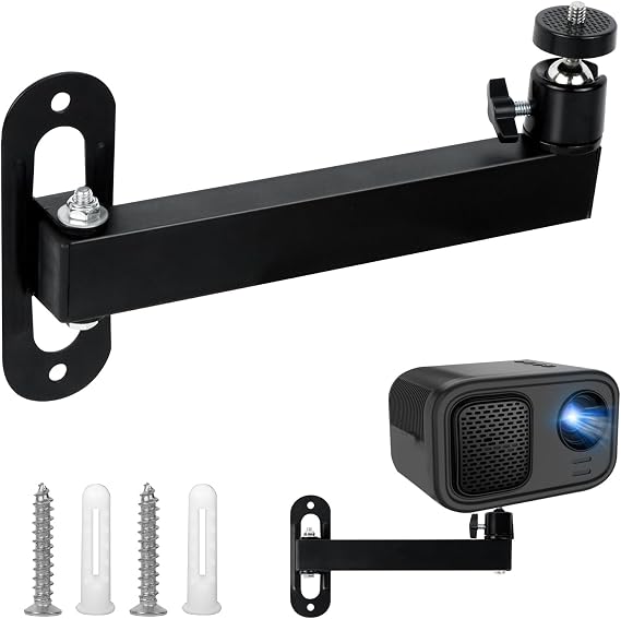 Projector Mount Wall Projector Stand Projector Wall Mount Adjustable 360° Rotatable Metal Projector Stand with 1/4 Inch Screw Interface for Home Cinema Office Playroom