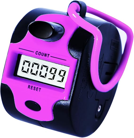 TESEAS Handy Counter Click Manual Digital clicker Stitch Tally Counters Finger Mechanical Palm Handheld Pitch 5-Digit Electronic Display Click Counter Number Count for Row, People, Golf Lap