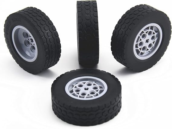 Technical Tires and Wheels Set Compatible with Major Brand Building Block Brick Toy Accessories Technical Parts Tyres Dia 62x20mm (4pcs)