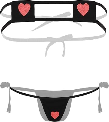 JanJean Womens Anime Lingerie Costumes Kawaii Bikini Set Strapless Mini Bikini Bra Top with Briefs