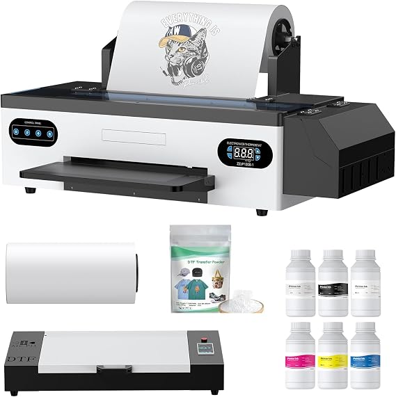 A3 DTF Transfer Printer with Oven Bundle Set, L1800 DTF Printer Machine 13" Max Print Width, High Speed, Safety Print Software, Roll Feeder for Dark and Light T-Shirt Printing and Hoodies