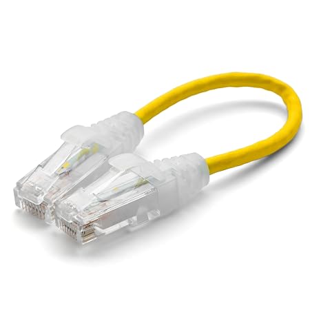TRUECABLE Cat6 Component Rated Patch Cable, Unshielded (U/UTP), 6in, Yellow, 28AWG Stranded Pure Copper, Snagless 10G High-Speed Ethernet Cable, PoE++ 4PPoE 100W, UL Listed, RoHS-3, 1 Pack