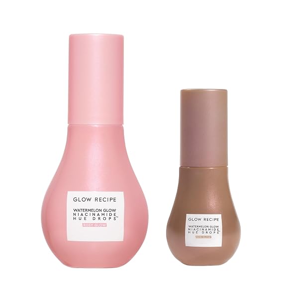Glow Recipe Illuminating and Bronzing Hue Drops - Makeup Skincare Hybrid Duo - Sun Glow Mini (15 ml) + Full Size Rosy Glow (40 ml) - Tinted Face Serums for Hydrated AllOver Dewy Glow