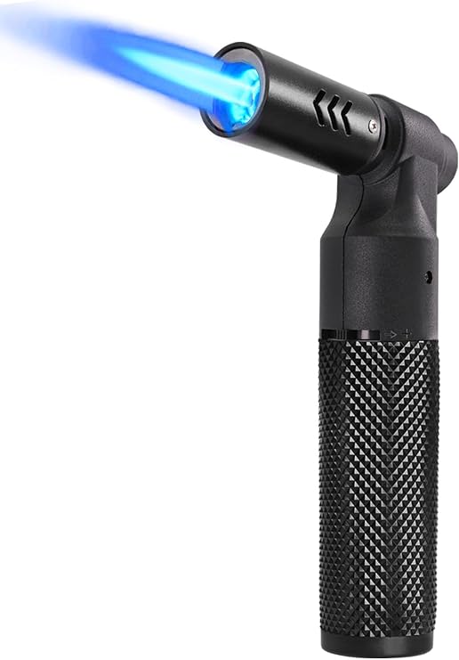 Luxgaze Butane Torch Kitchen Torch Lighter Refillable Big Jet Flame Mini Blow Torch Portable Creme Brulee Torch for Camping Grill Culinary Soldering Cooking Welding BBQ(Gas not Included) Black