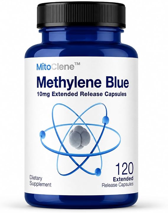 MitoClene 120 Extended-Release Methylene Blue Capsules 10mg Pharmaceutical USP Grade, 4 Month Supply, Advanced Delivery for Mitochondrial Energy Support, with Vitamin C & Zinc Picolinate