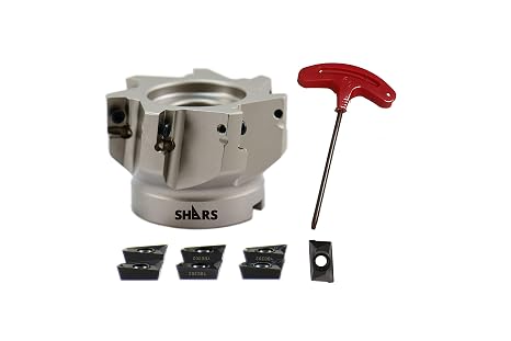Shars 3" 90 Degree Indexable Face Mill with ZCC USA 7 PCS APKT1604 Carbide Insert 404-1869W+424-3012(7) P[