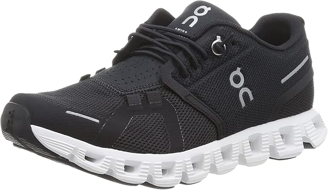 On Men's Cloud 5 Sneakers, Black/White, 9