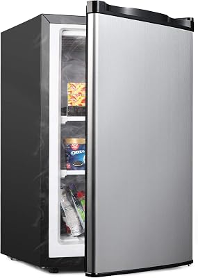 Northair Stainless Steel Upright Freezer - 3.0 Cu Ft with Shelves - Adjustable Door Hinge and Feet - Quiet Mini Freezer