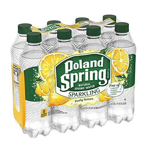 Poland Spring Sparkling Water, Lively Lemon, 16.9 oz. Bottles Pack of 8
