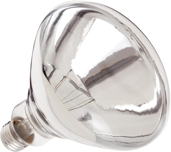 Satco S4885, 250W R40 Heat Lamp Bulb, Shatterproof, Clear, Replacement Bulb | E26 medium base, R40 reflector, Heat-resistant glass, 6,000-hour life, Food warming applications