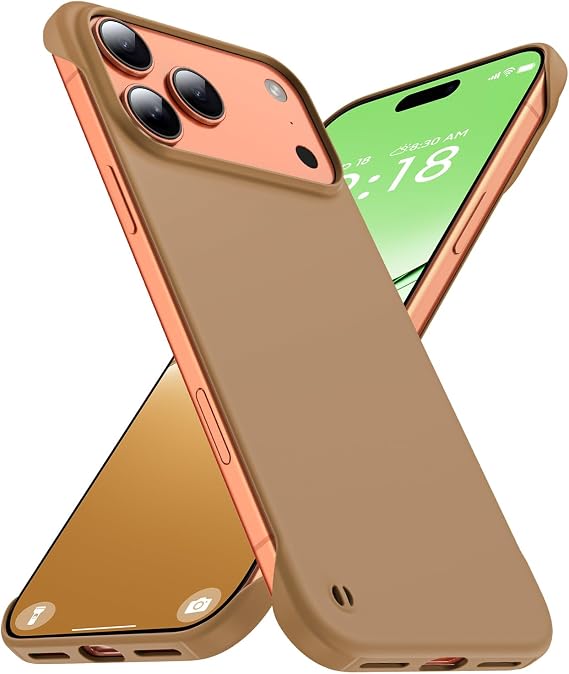 GRECAZO Slim Borderless Case for iPhone 17 Pro, Ultra Thin, Mocha Brown