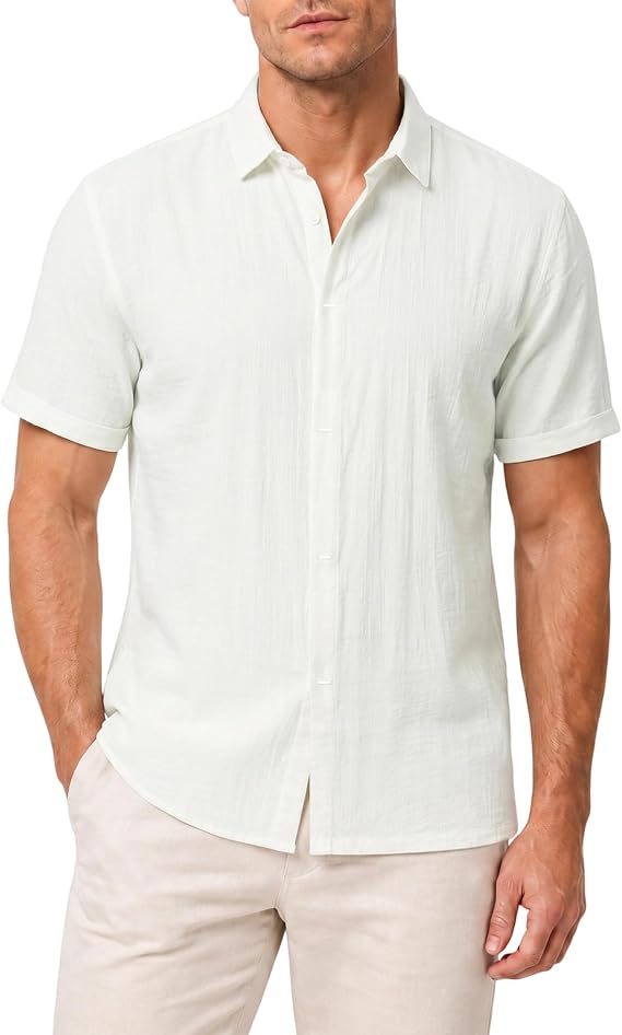 Cloudstyle Mens Short Sleeve Shirts Summer Business Casual Shirt