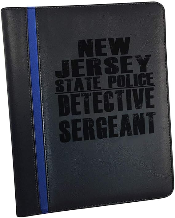 New Jersey Detective Sergeant Police Padfolio Notepad Holder - Thin Blue Line Portfolio with Police Officers Prayer Print & 3 Police Laptop Stickers and a Police Car Magnet