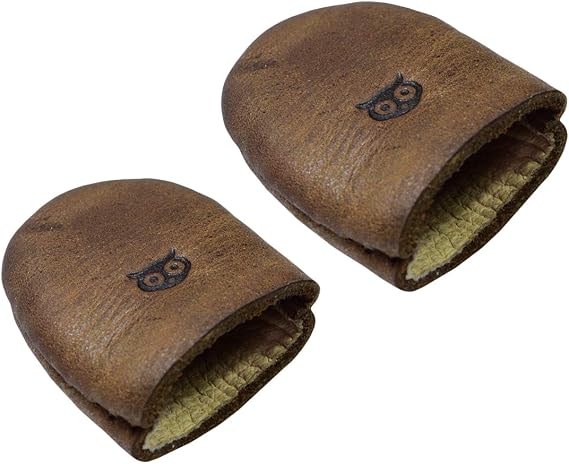 Hide & Drink, Set of 2 Thimbles, Finger Protector, Sewing Thimble, Hand Applique & EPP, Quilting Embroidery, Handcraft Accessories, Full Grain Leather, Handmade, Bourbon Brown
