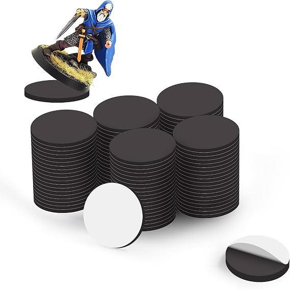Miniature Magnetic Self-adhensive Round Bases for Wargames Flexible Sticky Magnets (Round 25mm-100pcs)