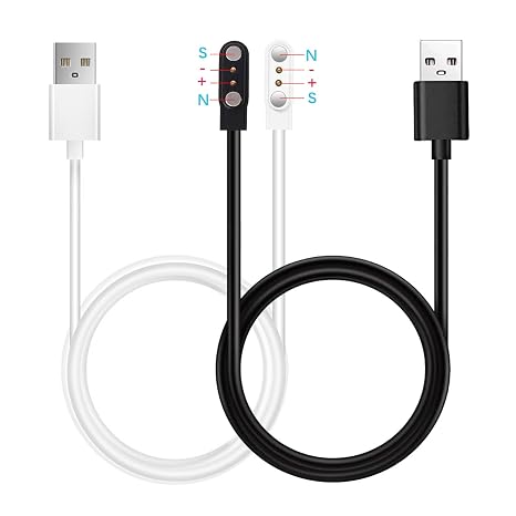 2 Pin Chargers for GloryFit Smart Watch Charger, 2-Pack [Model A + Model B, One fit] 2.8mm Magnetic USB Charging Cable for Smart Watches with The Gloryfit app