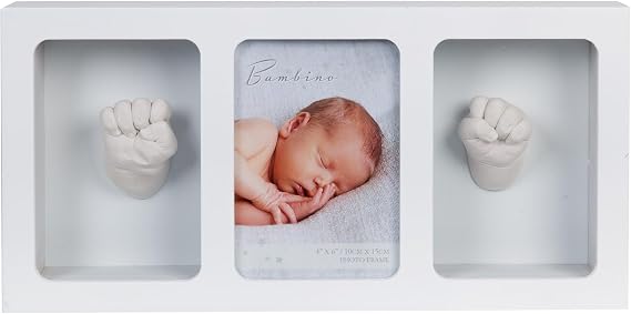 Bambino NEW BABY WHITE PHOTO FRAME & CASTING KIT - TRIPLE