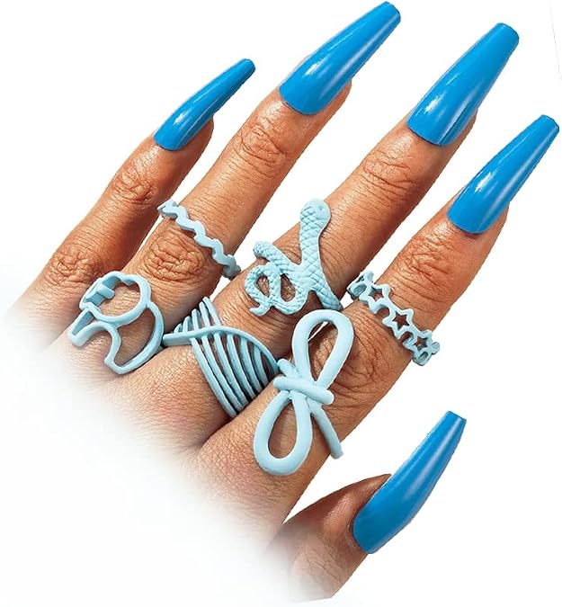 YANCHUN Stackable Rings for Women Gold Rings That Don't Tarnish Turquoise Ring Knuckle Rings Western Jewelry for Women Christmas Stocking Stuffers