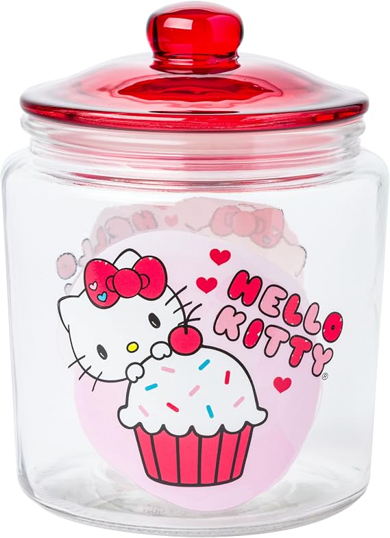 Silver Buffalo Sanrio Hello Kitty Cookie, Glass Jar with Lid