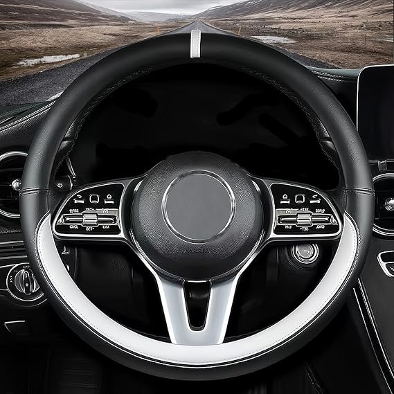 Custom fit for Lexus Car Steering Wheel Cover, Nappa Leather Non-Slip Steering Wheel Cover, Designed for Lexu-s Interior Accessories (White,for Lexus)