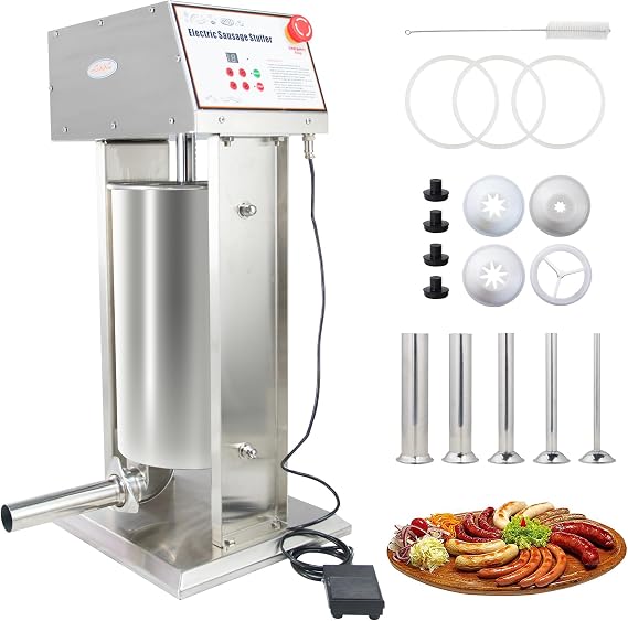 Hakka Commercial 22LB Stainless Steel Electric Sausage Stuffer and Vertical Sausage Filling Maker