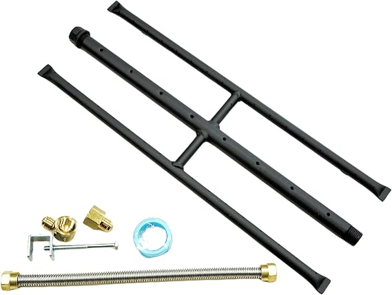 Rectangular Gas Fire Pit and Gas Fireplace H-Burner H Burner with 3 Pipes (18 Inch) Patent Applied