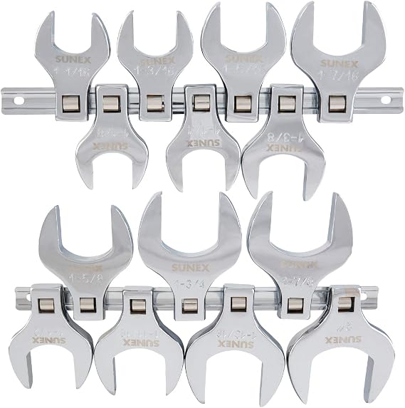 SUNEX TOOLS 9721 1/2" Drive Fractional Jumbo Straight Crowfoot Wrench Set, 14-Piece