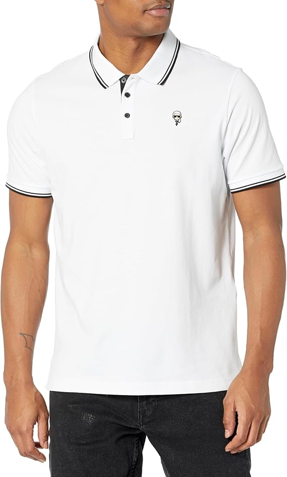 KARL LAGERFELD Paris Men's Sportswear Polo,White,X-Large