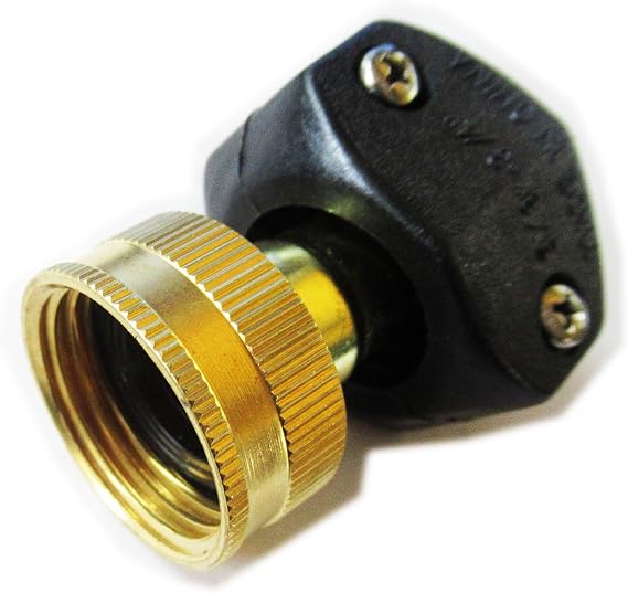 Topzone Brass Female Hose Mender, 5/8-3/4 Inch, Gold with Black | Connector, Standard Faucet End Replacement