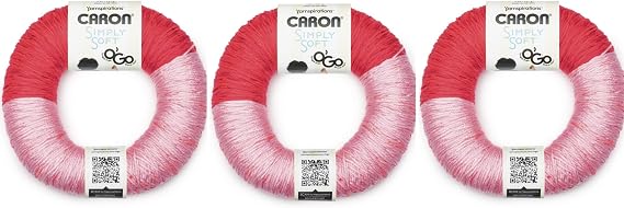 Caron Simply Soft O'Go Yarn for Crocheting, Harvest Red/Soft Pink, 3-Pack
