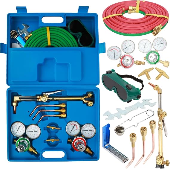Oxy Acetylene Torch kit Upgraded Oxygen and Acetylene Gas Torch and Welding Kit Portable Cutting Torch Kit (Blue)