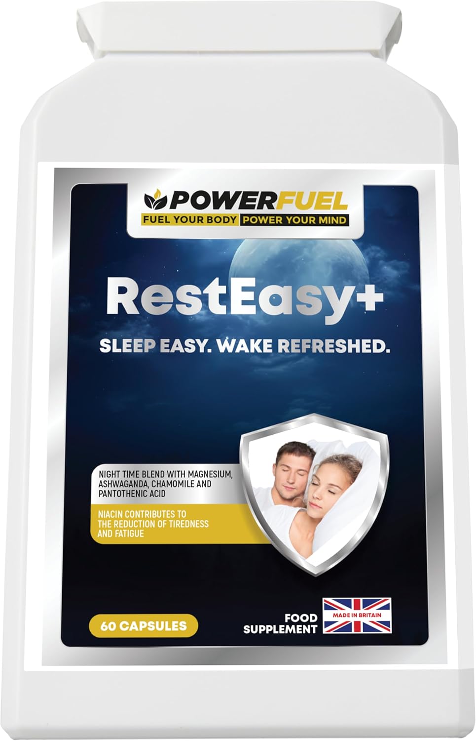 RestEasy+ Sleep Support Capsules | Ashwagandha KSM-66, Montmorency Tart Cherry, Passion Flower, Lemon Balm & Chamomile | Magnesium, Niacin & Vitamin B6 | Helps Reduce Tiredness & Fatigue | 60 Vegan Ca