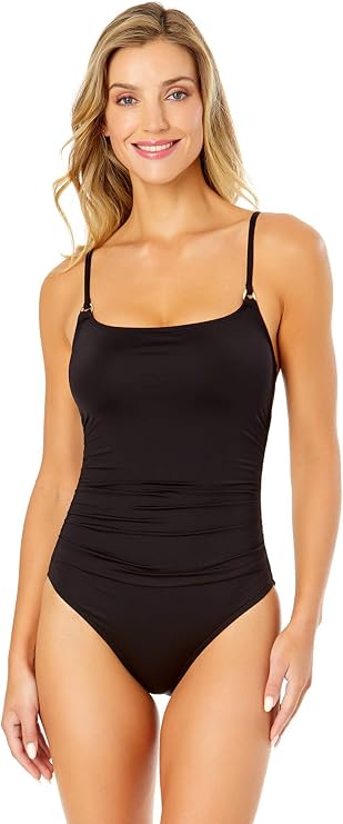 Anne Cole - Live in Color Shirred Lingerie Maillot One Piece Swimsuit-8-Strawberry