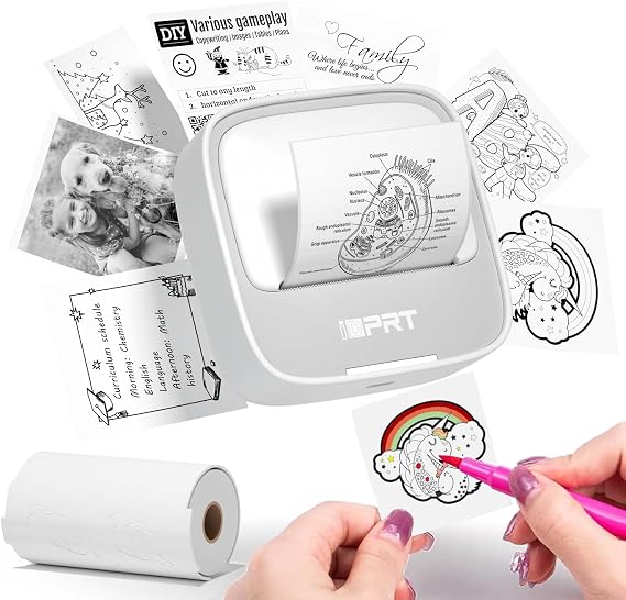 iDPRT Mini Sticker Printer Sticker, Thermal Maker Machine with 1 Roll Paper