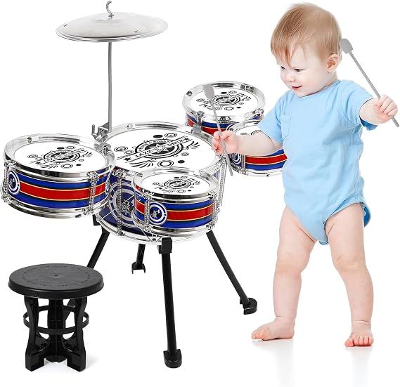 8 PCS Drum Set for Toddlers 1-3, Kids Drum Set-Blue