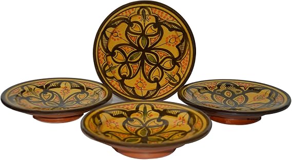 Moroccan Ceramic Plates Handmade Appetizer Tapas Serving Set of Four