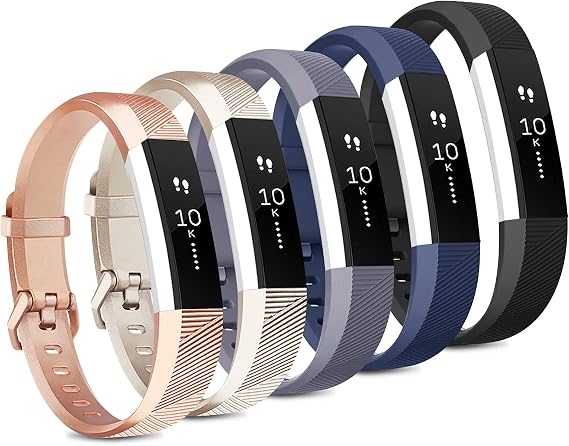 [5 Pack] Sport Bands Compatible with Fitbit Alta HR Bands and Fitbit Alta Bands Women Men, Classic Soft Silicone Replacement Wristbands Straps for Fitbit Alta HR/Fitbit Alta (5 Pack F, Small)