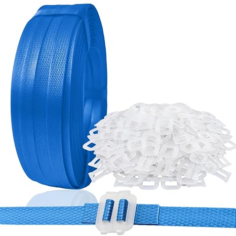 Plastic Packaging Banding Strapping Kit, 1/2" x 500' Polypropylene Straps & 100 Buckles, Blue