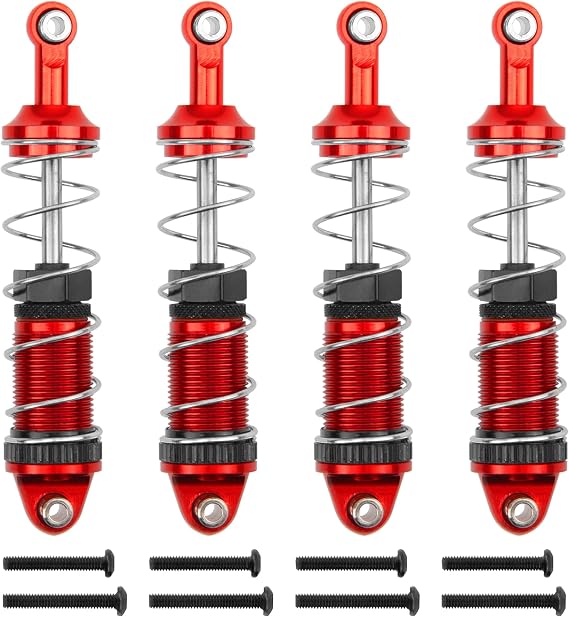 Full Metal Shock Absorber Damper Compatible with MN Model MN128 MN86 MN86K MN86KS G500 1/12 RC Crawler Car (Red)