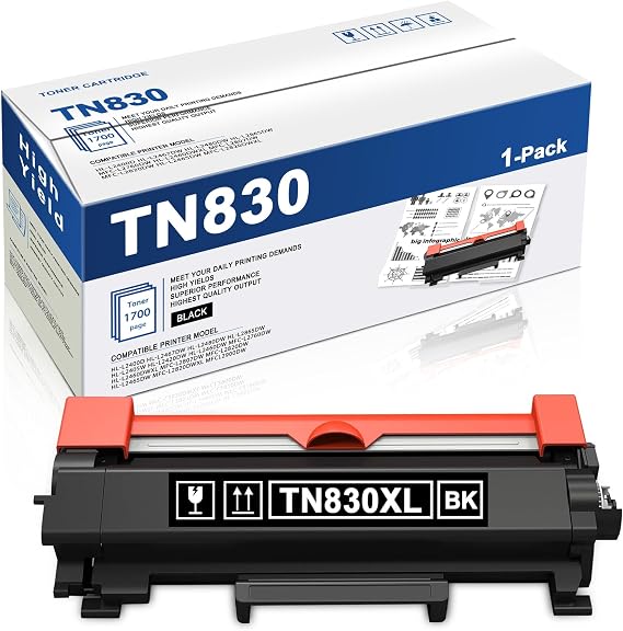 TN830 Toner Cartridge Replacement for Brother TN-830 Toner to use with HL-L2460DW DCP-L2640DW HL-L2405W HL-L2400D HL-L2480DW MFC-L2820DW Printer,1 Pack Black High Yield