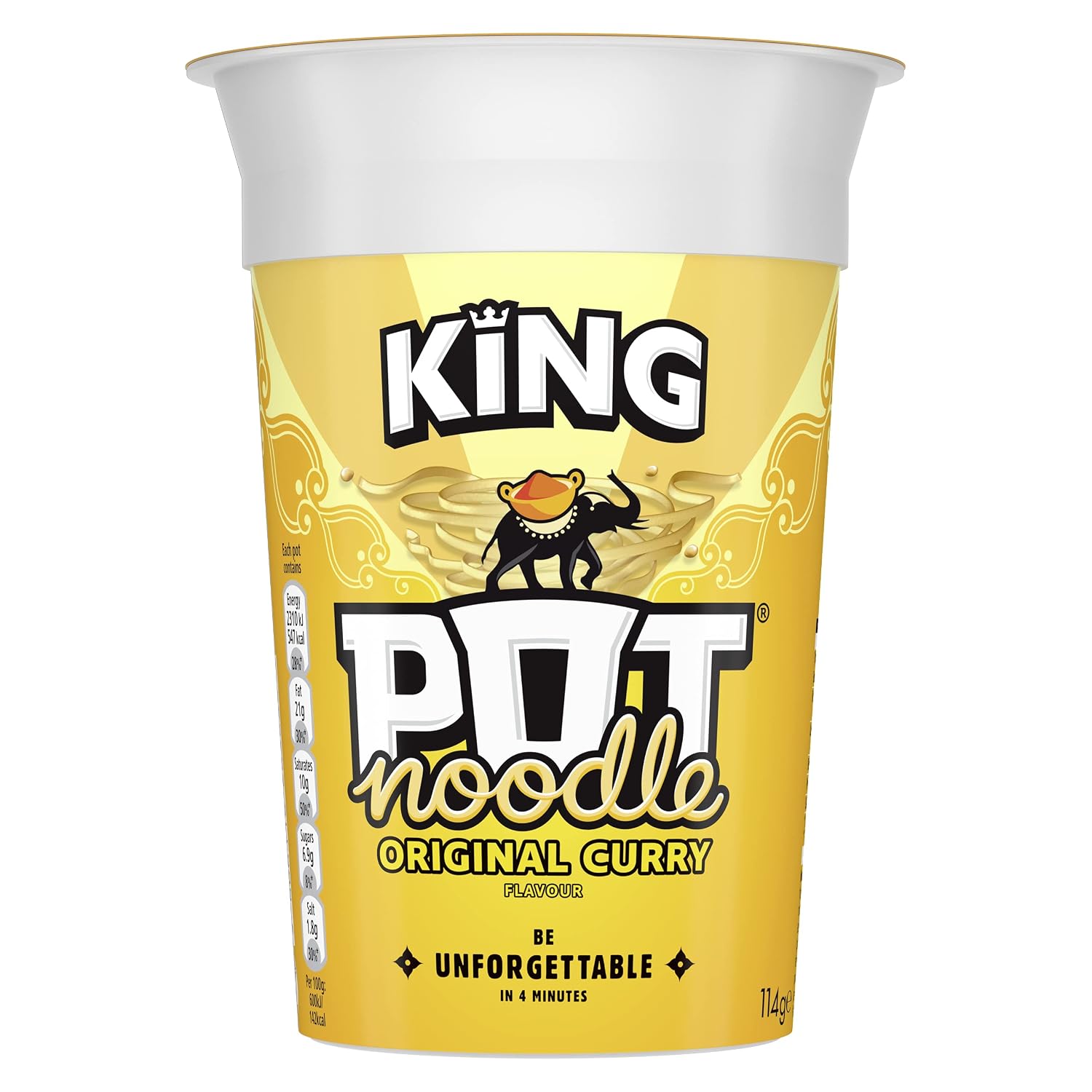 Pot Noodle Original Curry King Pot Noodle instant vegetarian snack quick to make noodles 12x 114 g