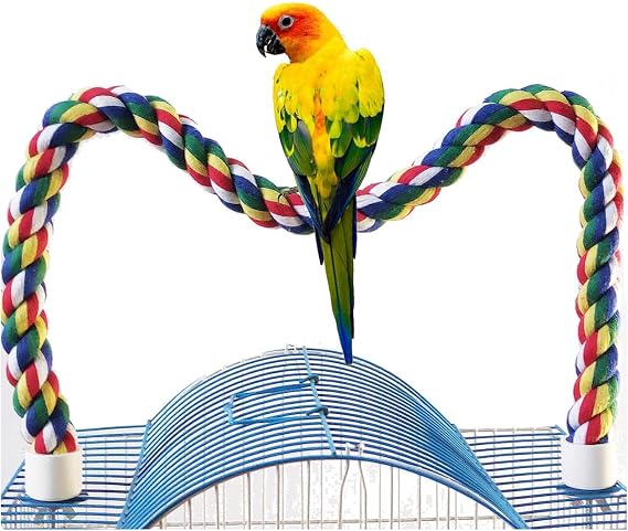 31.5-Inch 0.8-Inch Diameter Nipple Style Bird Rope Perch, Bird cage Accessories, Rope perches for Conures,Parrots,Cockatiel,Lovebird,Budgerigar,Parakeet perches Birds Standing Pole