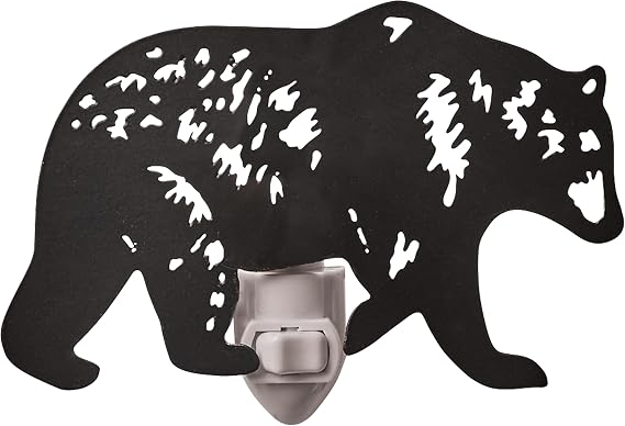 Park Designs Black Bear Night Light, Rustic Nature Inspired Accent Lighting for Dark Rooms, Decorative Addition to Cabin and Lodge Style Rooms